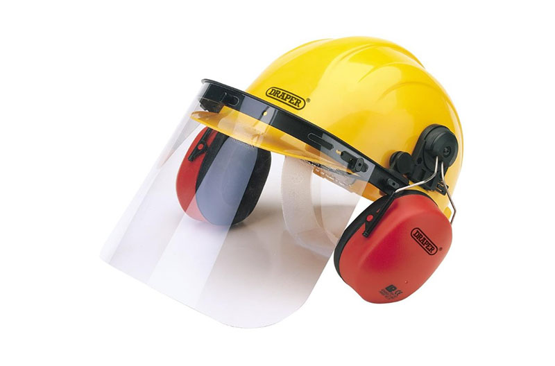 Safety Helmet with Ear Defenders and Visor
